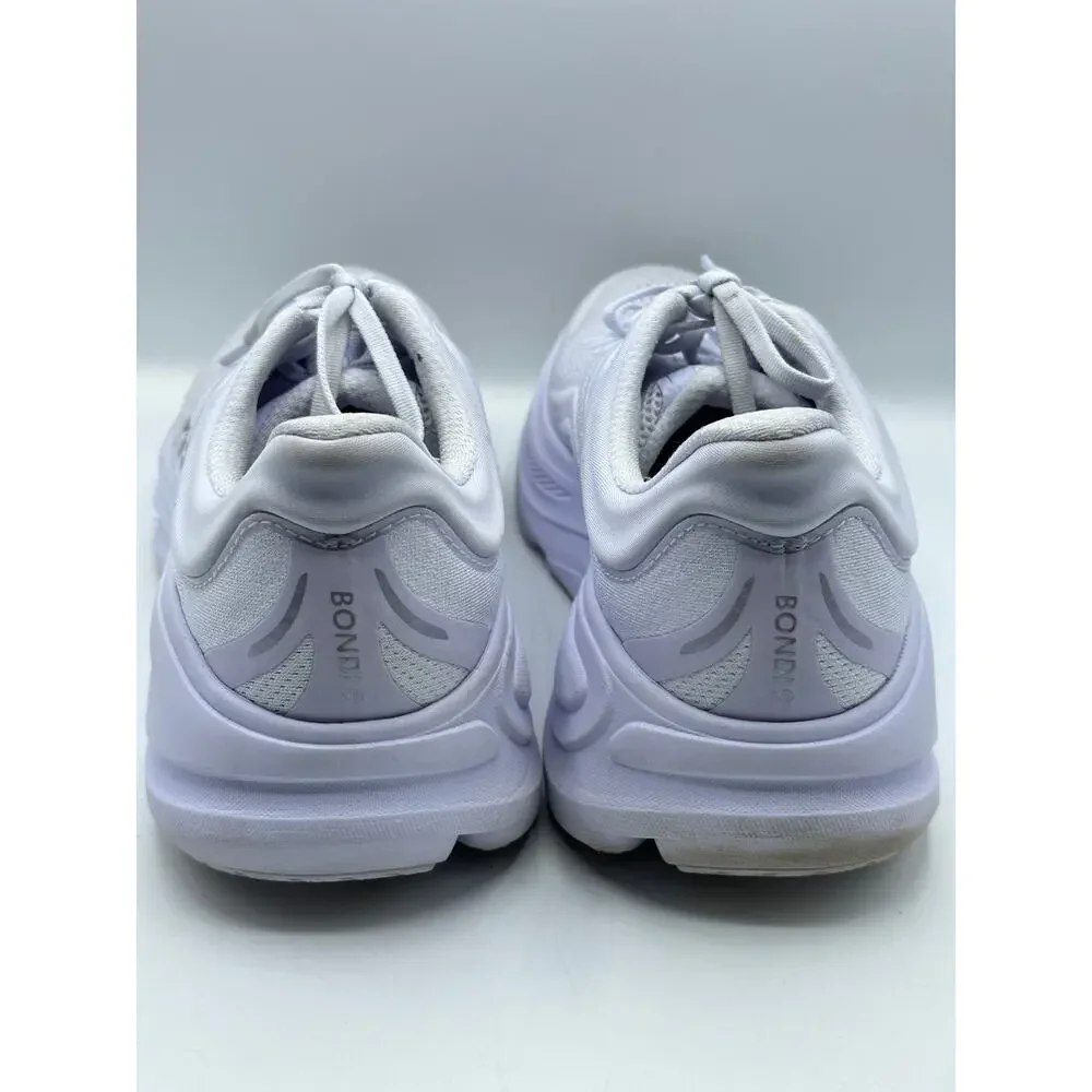 HOKA Bondi 9 Running Sneakers White Silver Stardust Sz 10 $175